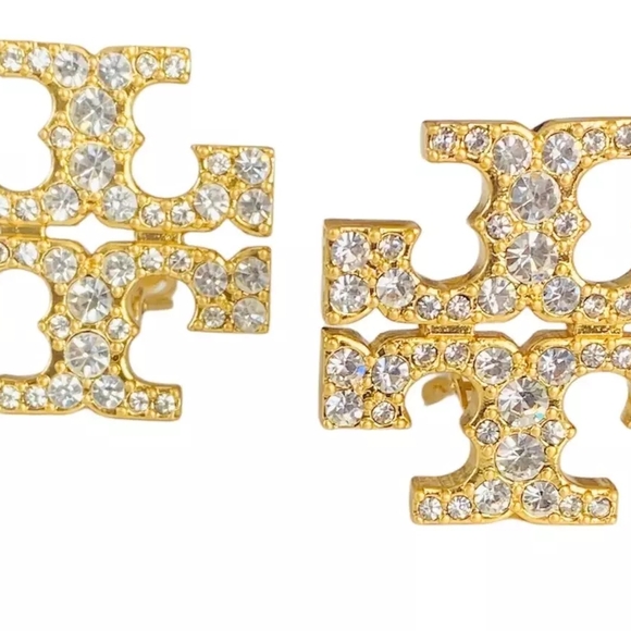 Tory Burch Gold Logo Bling Earrings-these Are The Large Studs - Picture 2 of 4